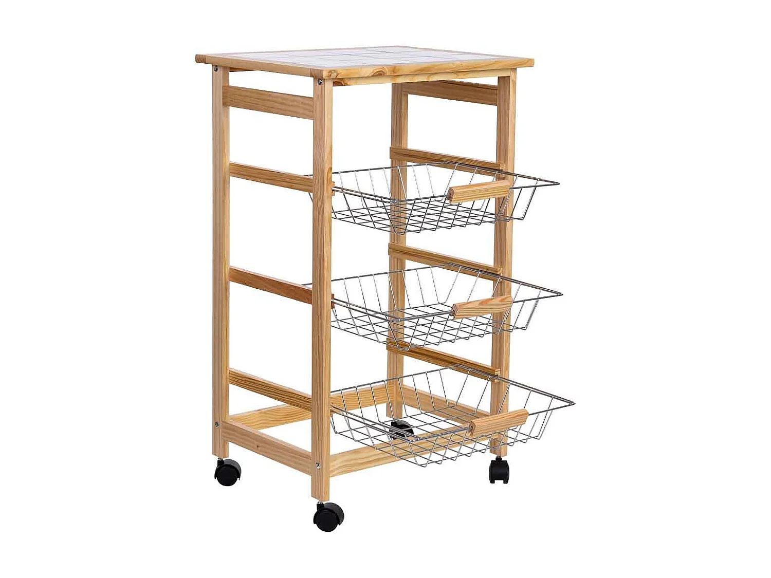 Chariot de cuisine en bois 47x37x79h cm