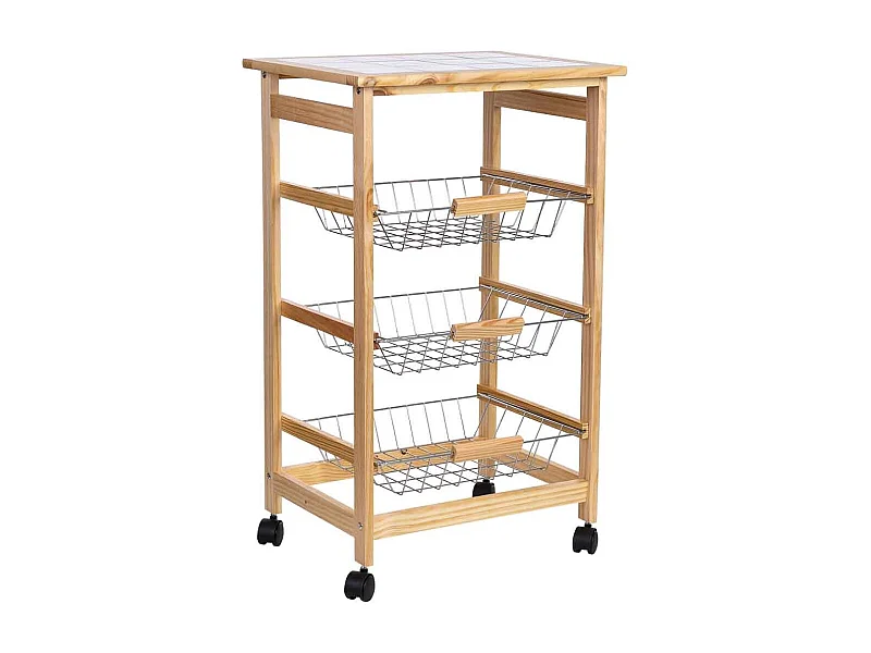 Chariot de cuisine en bois 47x37x79h cm