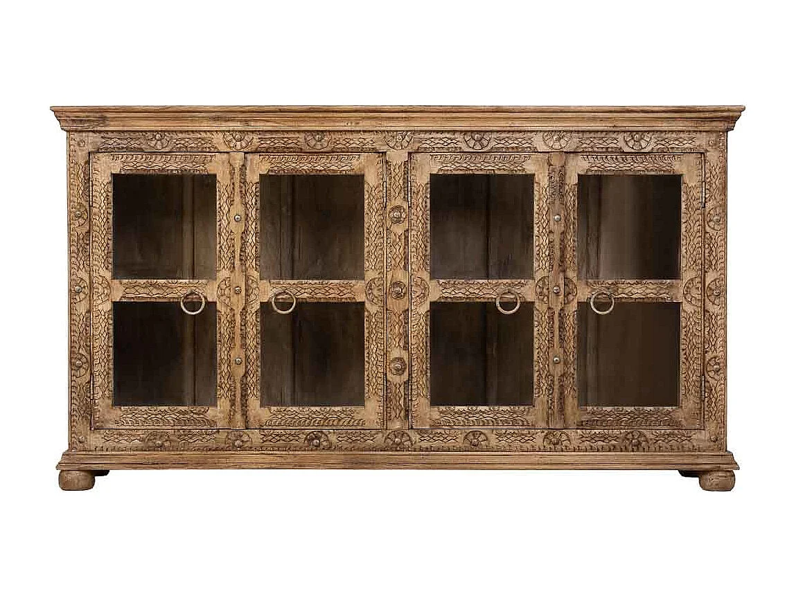 Buffet en bois marron fait main, 180x43x100h cm