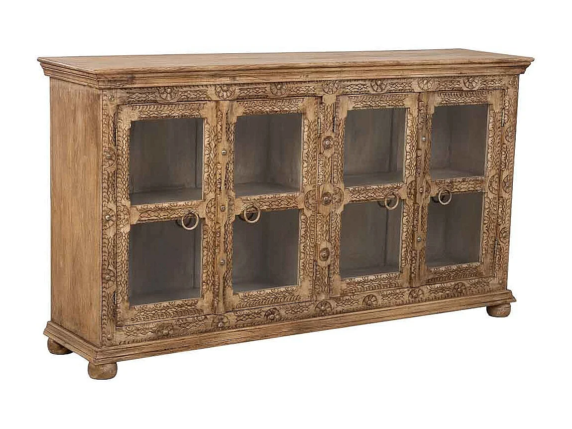 Buffet en bois marron fait main, 180x43x100h cm