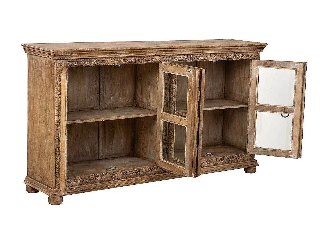 Buffet en bois marron fait main, 180x43x100h cm