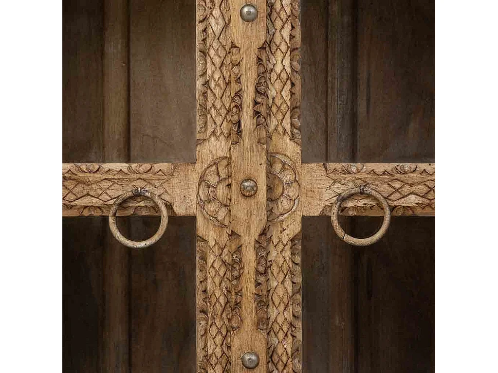 Buffet en bois marron fait main, 180x43x100h cm