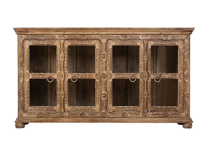 Buffet en bois marron fait main, 180x43x100h cm