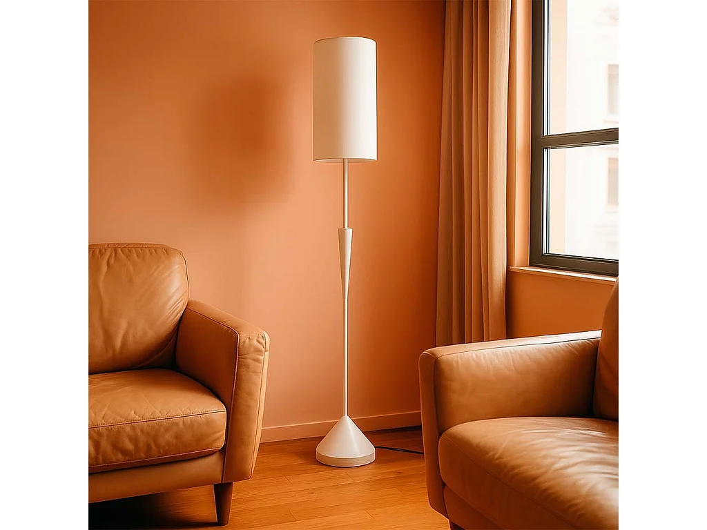 Jardinière avec support en métal blanc 25,5x25,5x48h cm