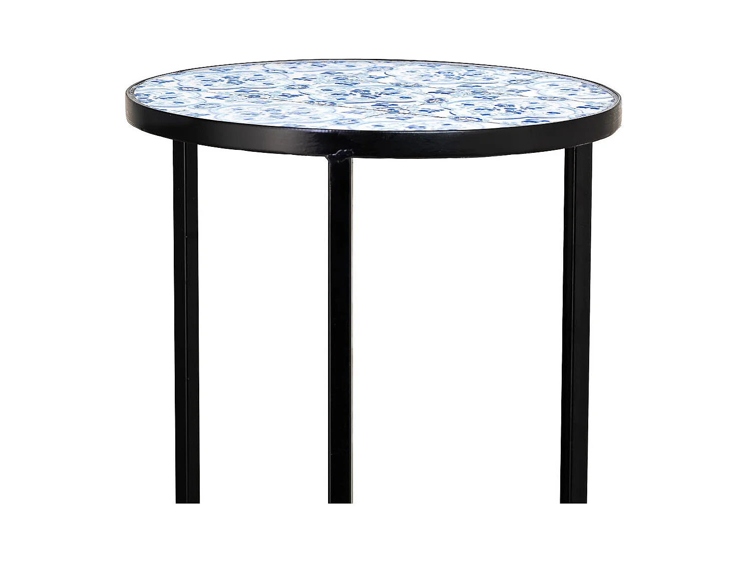Ensemble de 3 pièces en mosaïque et supports en fer forgé noir D30x68h-D25x57h-D20x51h cm