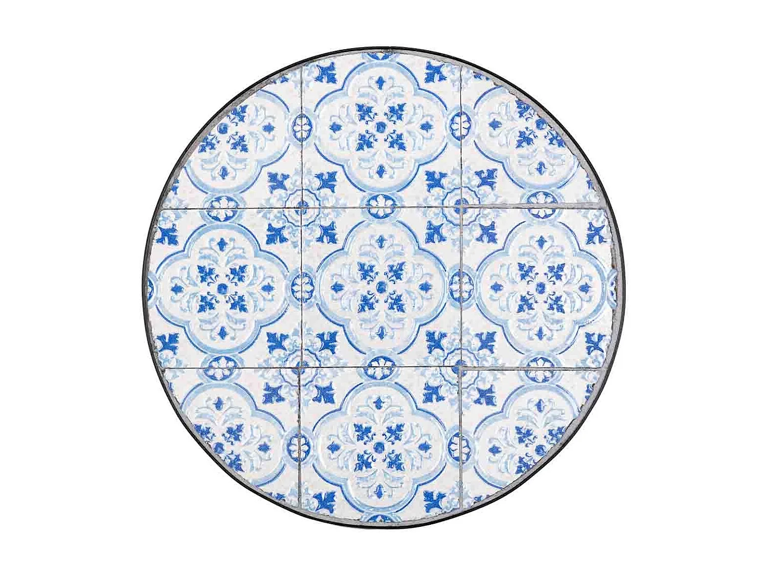 Ensemble de 3 pièces en mosaïque et supports en fer forgé noir D30x68h-D25x57h-D20x51h cm