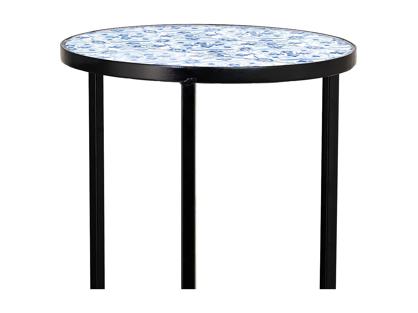 3-teiliges Mosaik- und Schmiedeeisen-Halterungsset Blau D30x68h-D25x57