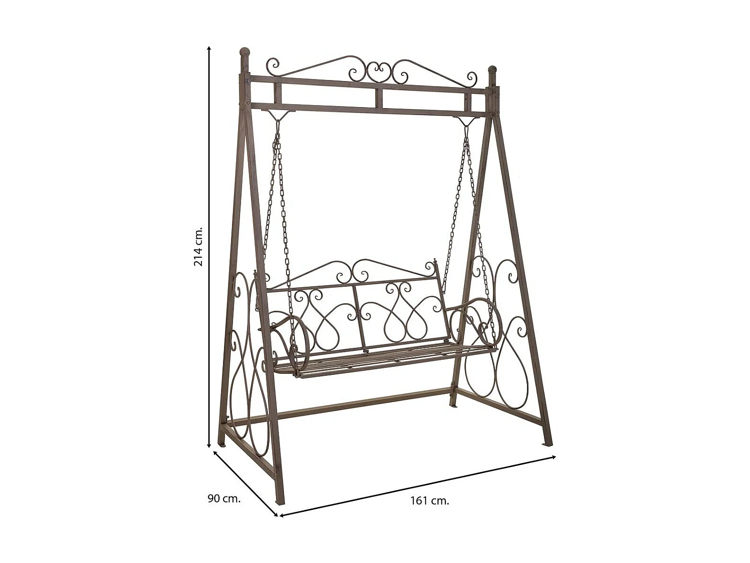 Balançoire en fer forgé noir 161x90x214h cm
