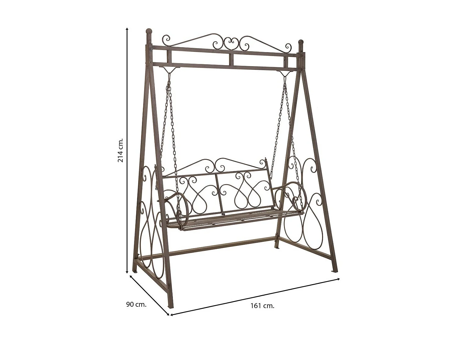 Schwarzes Schaukel aus Schmiedeeisen 161x90x214h cm
