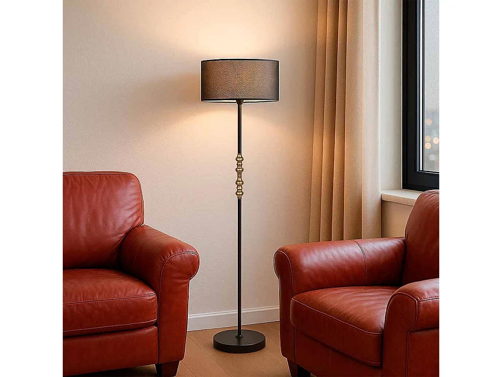 Lampadaire en métal noir 39,5x39,5x139/152,5h cm