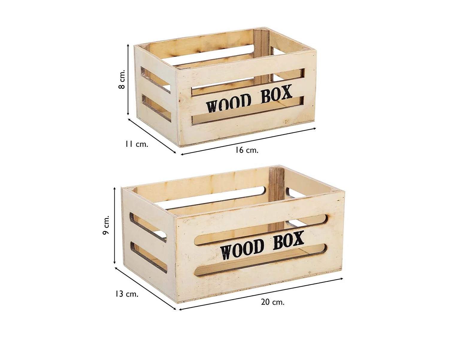 Lot de 2 tiroirs en bois marron 20x13x09-16x11x08h cm