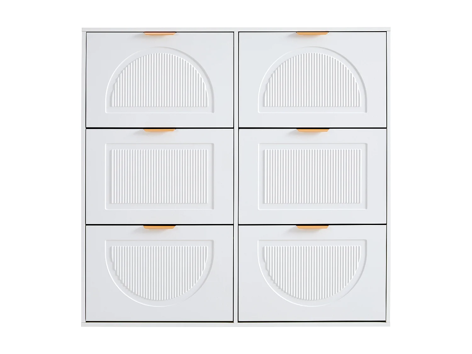 Meuble à chaussures blanc avec 6 portes abattants 118x25x115 cm