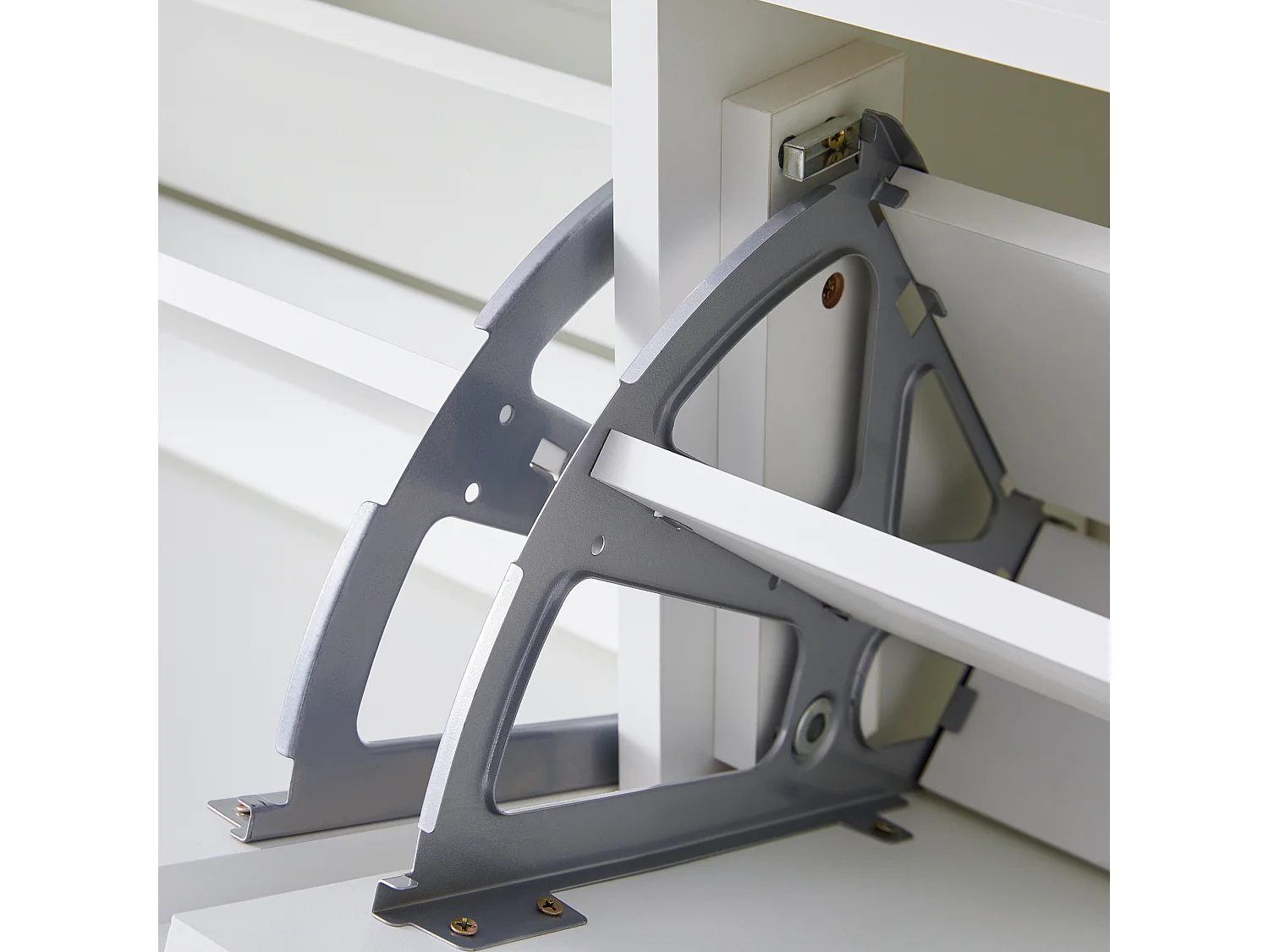 Meuble à chaussures blanc avec 6 portes abattants 118x25x115 cm