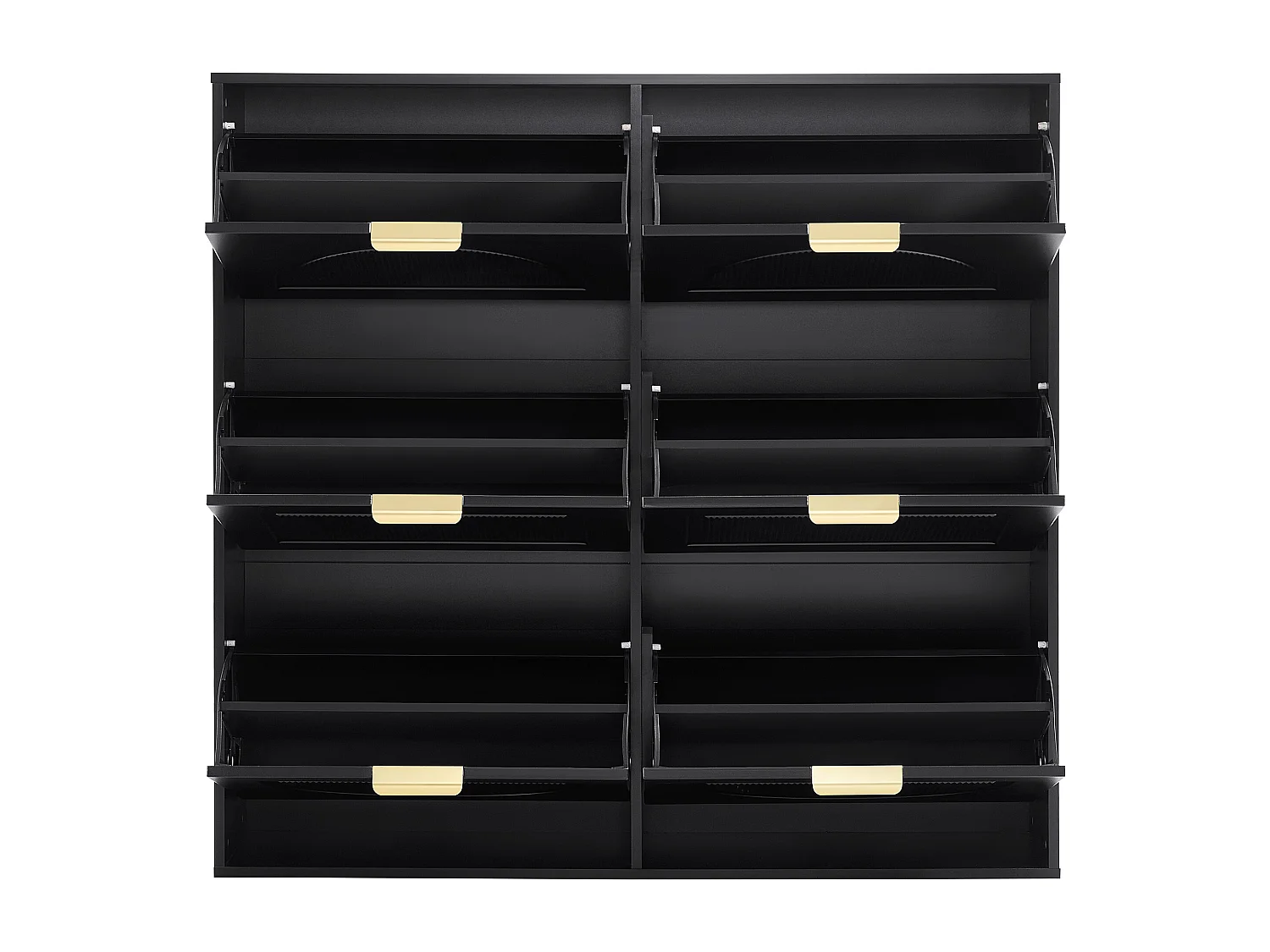 Meuble à chaussures noir avec 6 portes abattants 118x25x115 cm