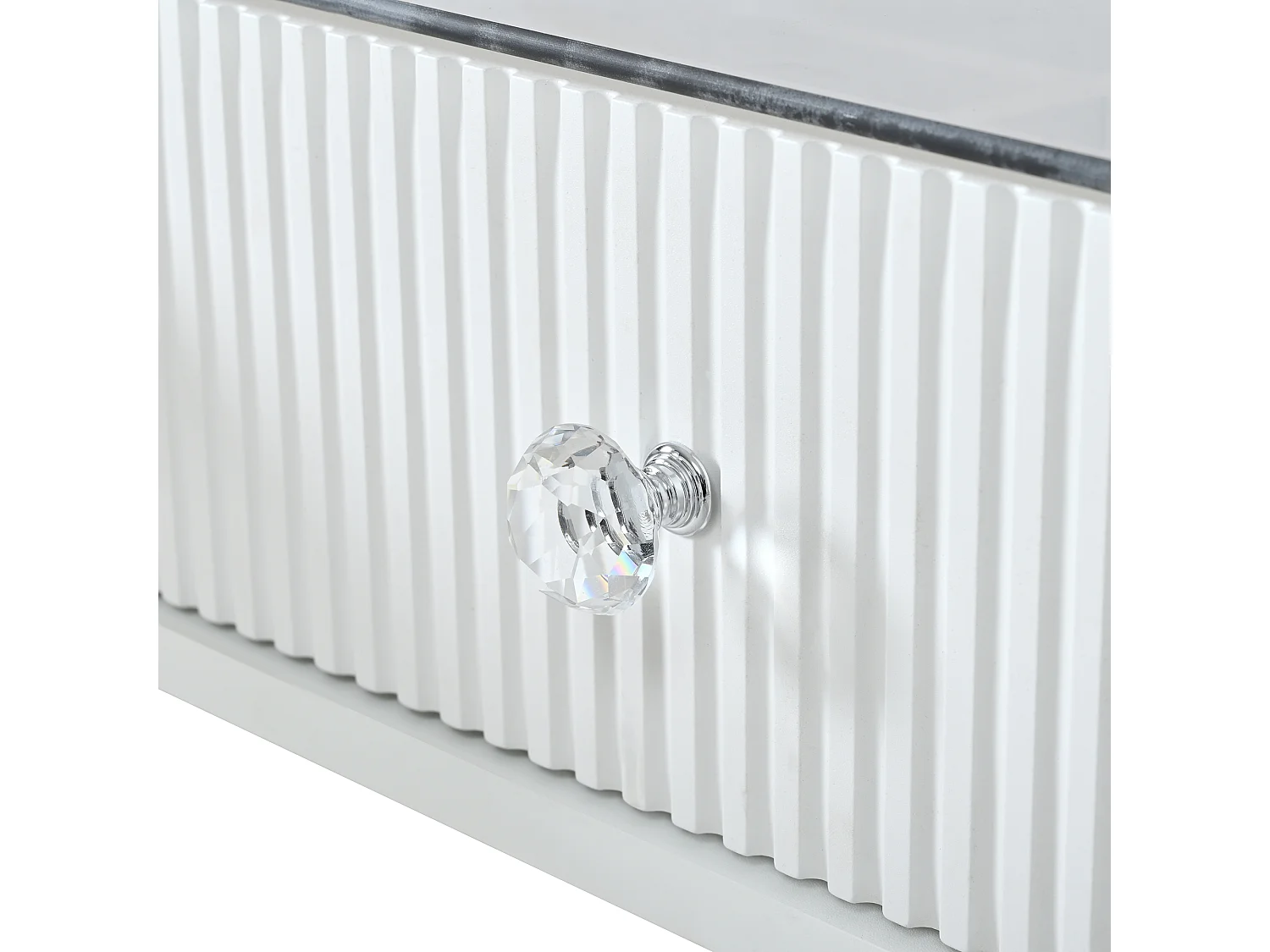 Wandkaptafel met 3 lades en glazen blad, 120x40x45 cm - Wit