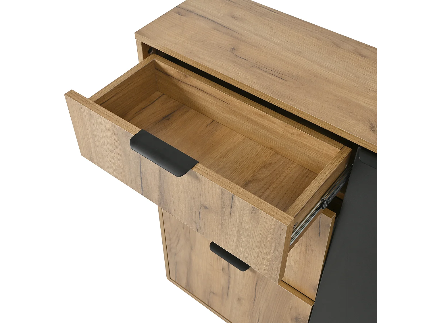 Ensemble meuble d'entrée 4 pièces - Couleur bois et noir