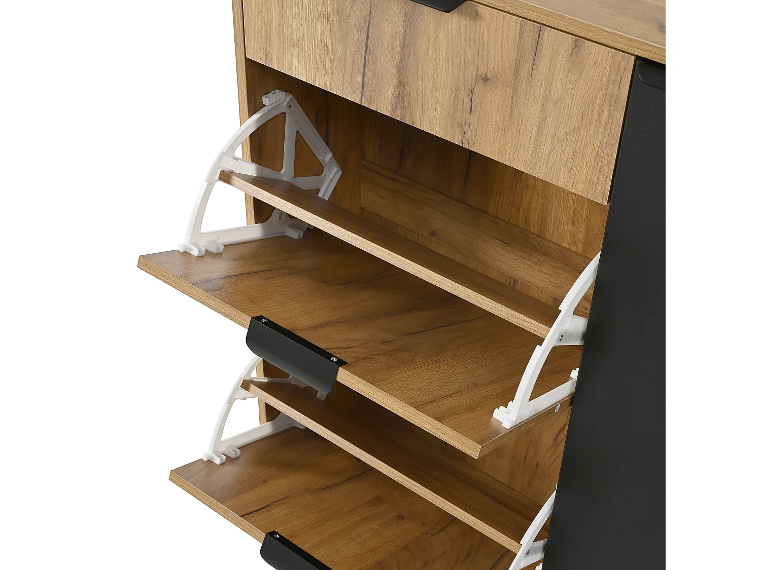 Ensemble meuble d'entrée 4 pièces - Couleur bois et noir