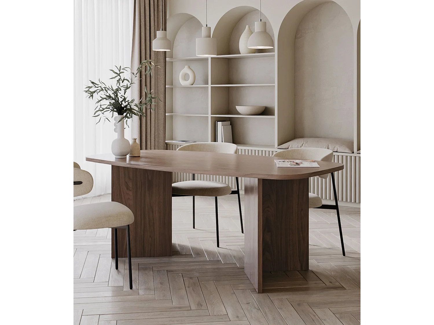 Esstisch 190 x 100 cm – Nussbaum-Wisconsin-Optik – PIANO