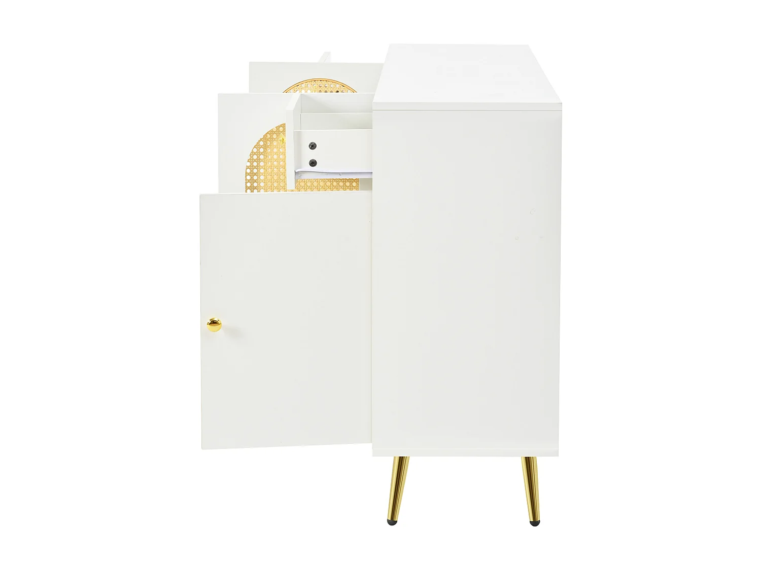 Buffet avec 2 tiroirs et 4 portes 140x35x82 cm - Blanc