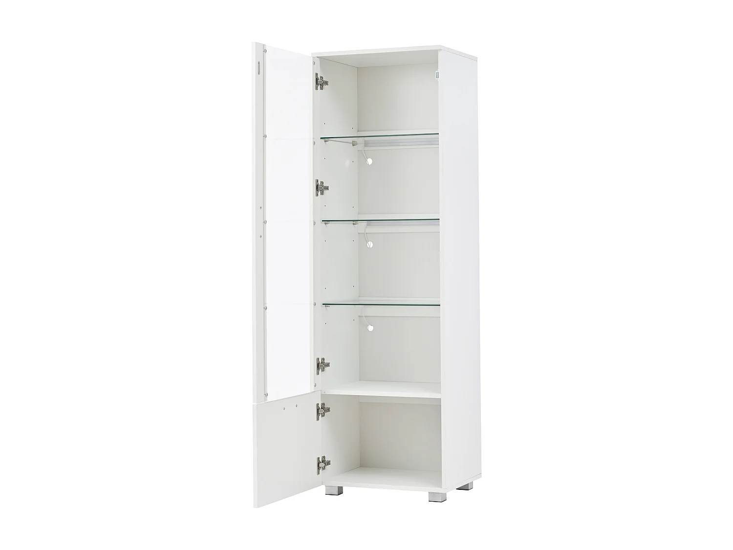 Vitrine LED blanche avec portes en acrylique et 3 étagères 50x40x160 cm