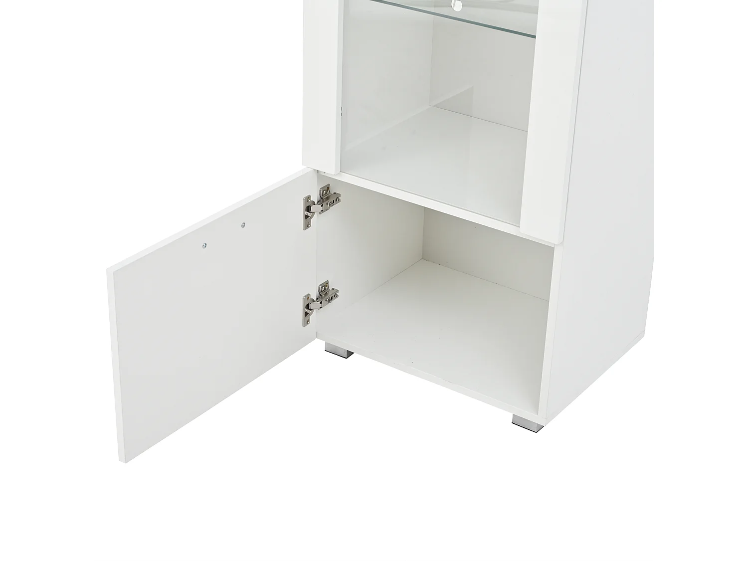 Vitrine LED blanche avec portes en acrylique et 3 étagères 50x40x160 cm