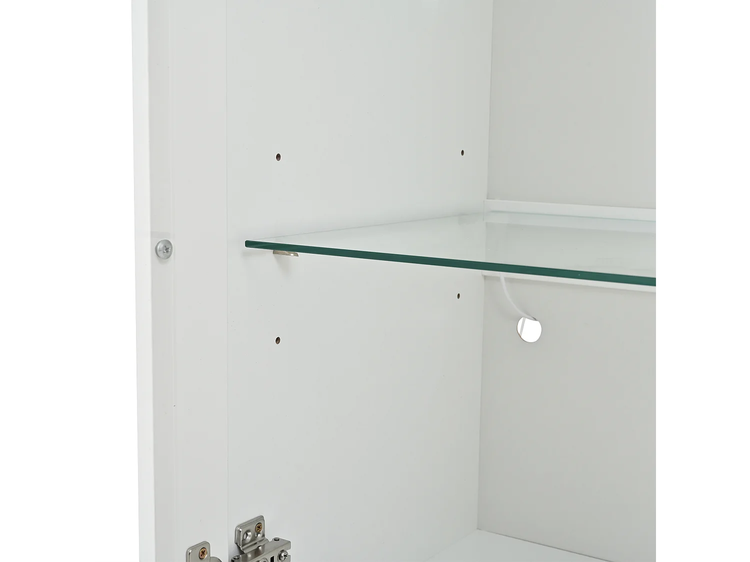 Vitrine LED blanche avec portes en acrylique et 3 étagères 50x40x160 cm