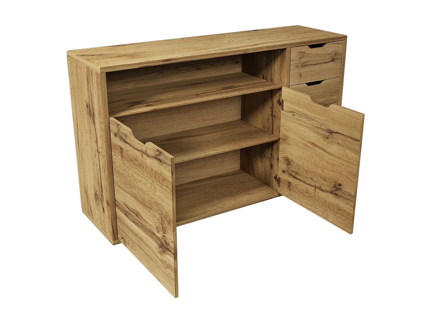 Buffet avec niche ouverte, 2 portes et 4 tiroirs - Couleur bois 150x40x90 cm