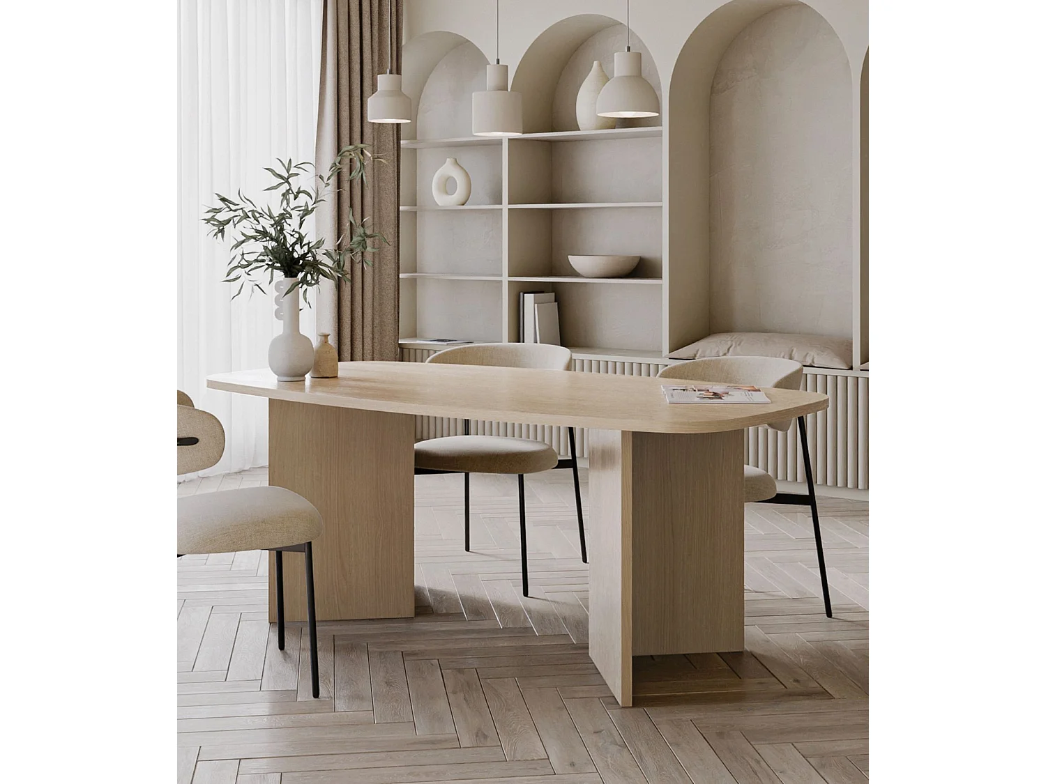 Esstisch 190 x 100 cm – Eiche-Lindberg-Optik – PIANO