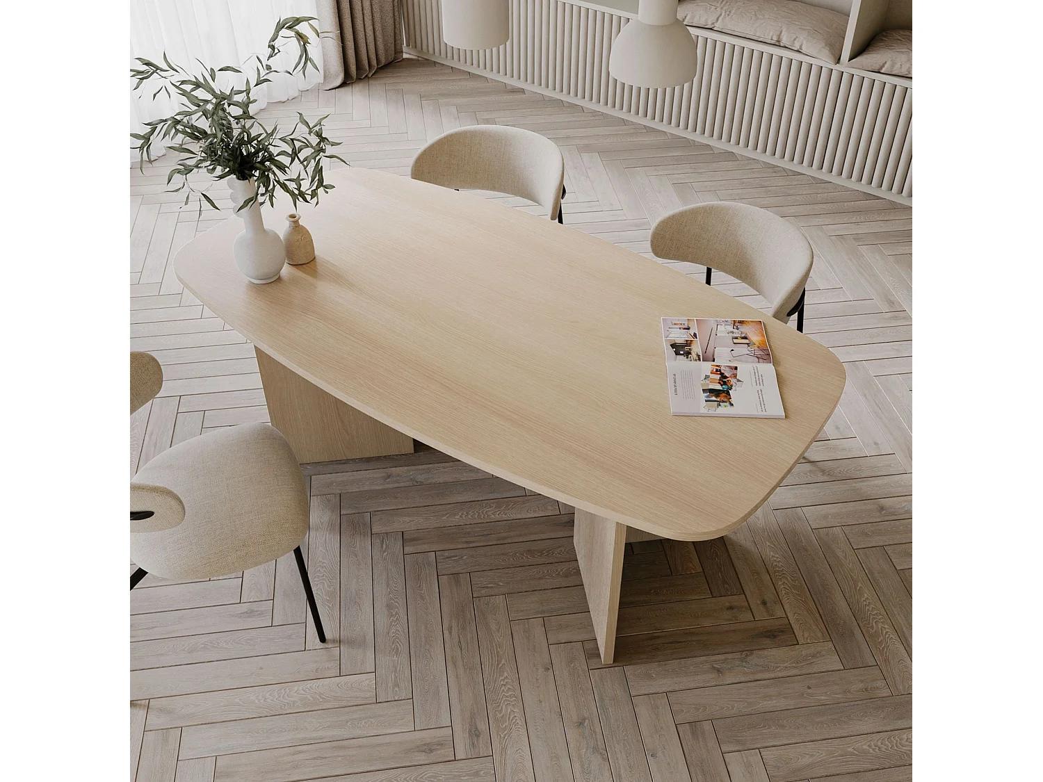 Table à manger rectangulaire – aspect chêne Lindberg – 190x100 cm – PIANO