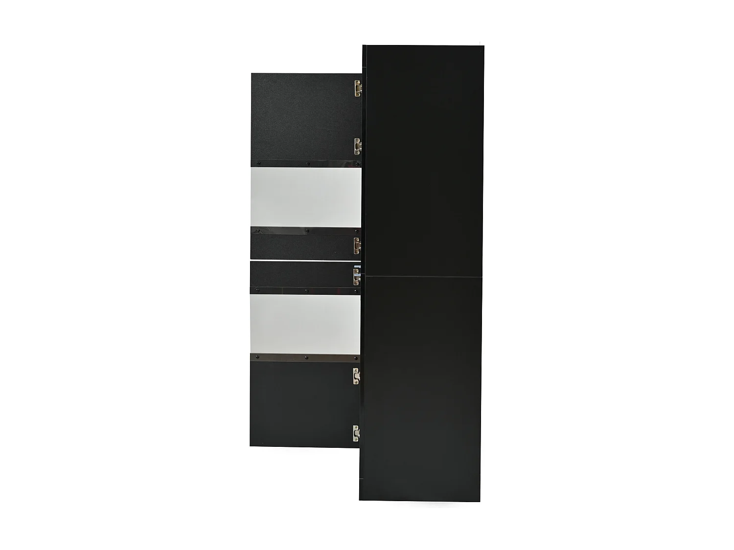 Zwarte LED-vitrinekast met glazen planken en 2 deuren, 61x42x162 cm