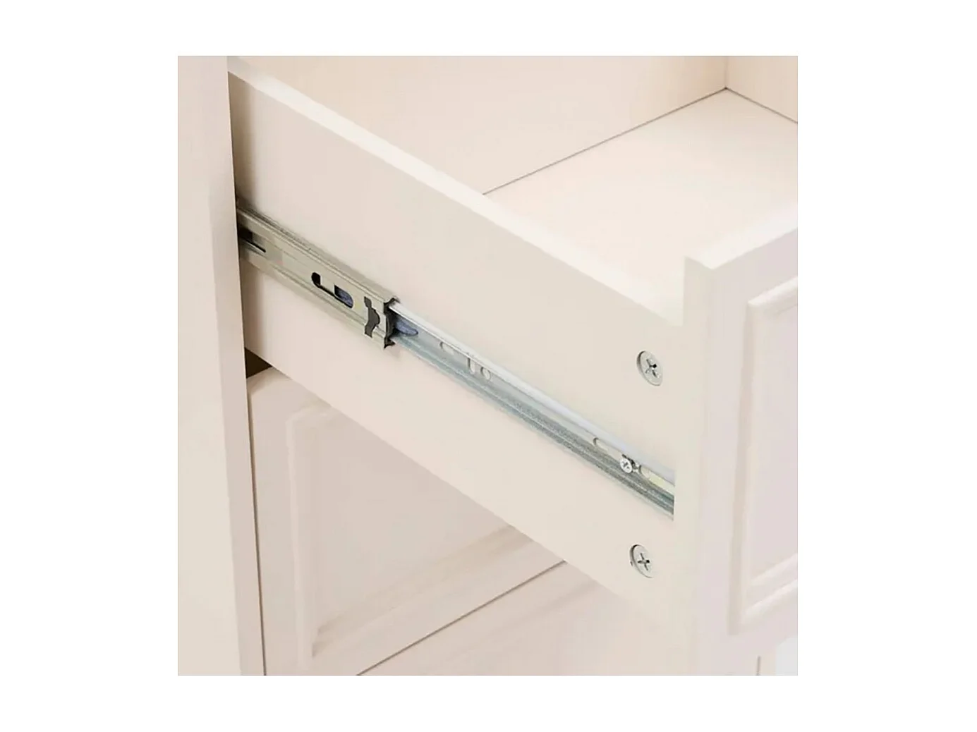 Chiffonnier meuble de rangement avec 5 tiroirs, coloris ivoire - Longueur 45 x Profondeur 39 x Hauteur 113 cm