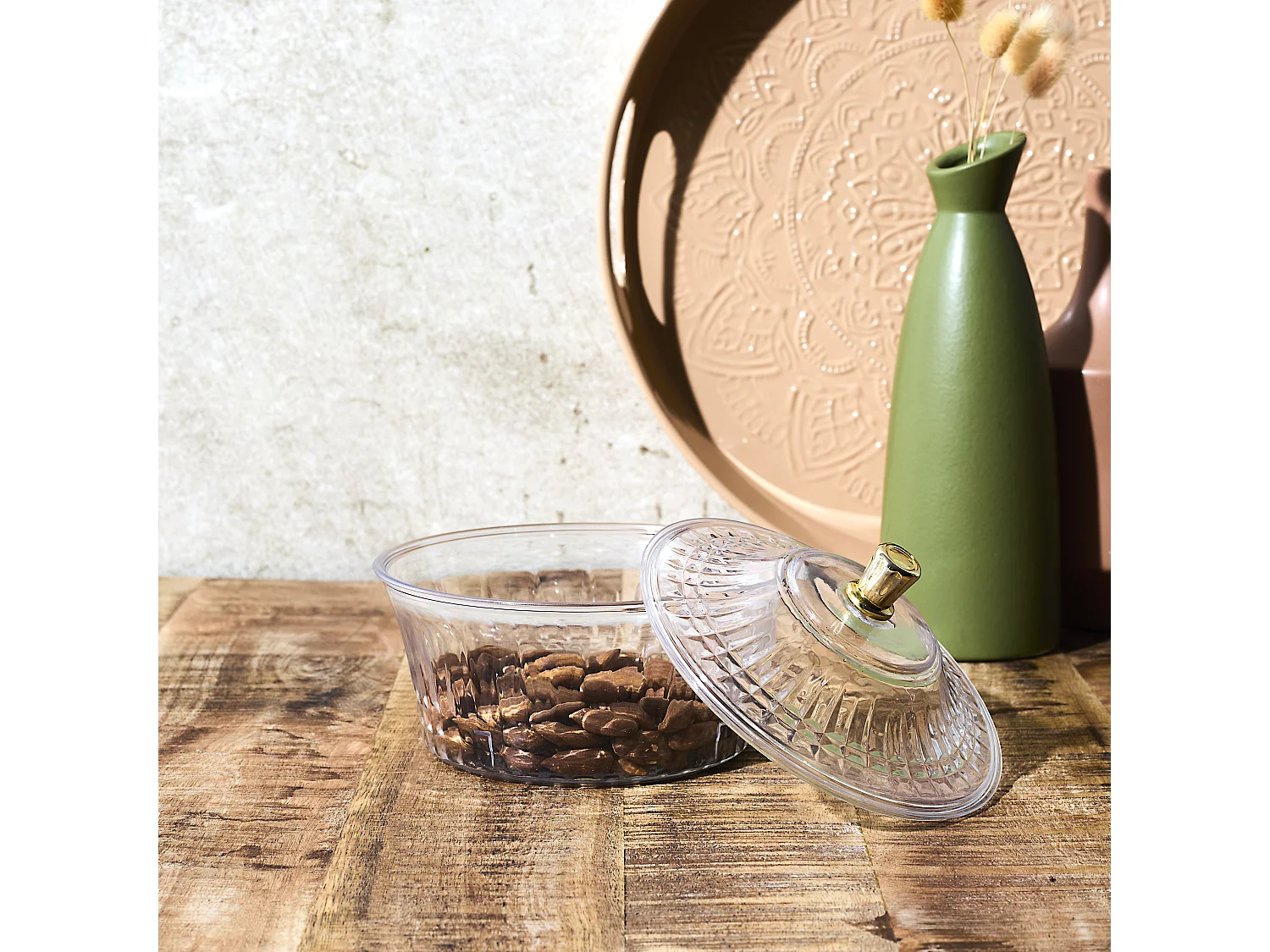 Coupe Avec Couvercle Plastique D15.4cm Sabah Transparent, Or