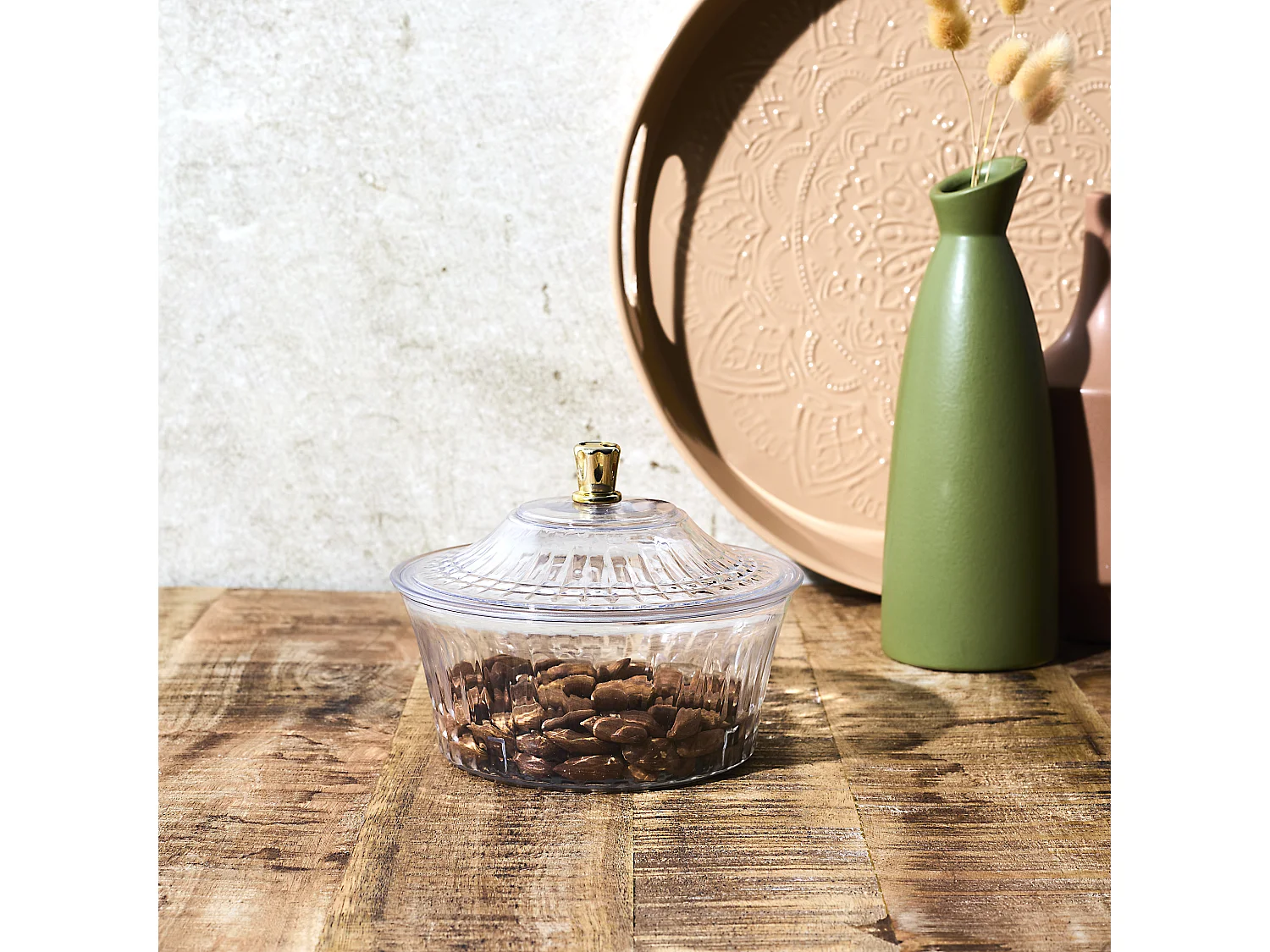 Coupe Avec Couvercle Plastique D15.4cm Sabah Transparent, Or