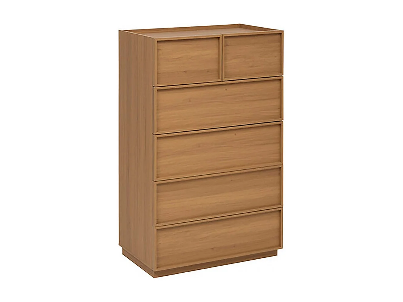 Commode meuble de rangement à 6 tiroirs, coloris marron - Longueur 115 x Profondeur 48 x Hauteur 78 cm