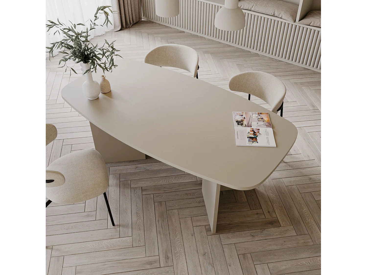 Table à manger rectangulaire – gris cachemire – 190x100 cm – PIANO