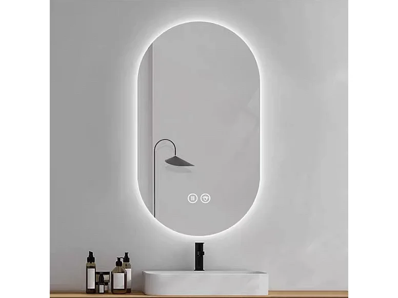 Miroir salle de bain LED tactile anti-buée 60x90 cm - Verre argenté