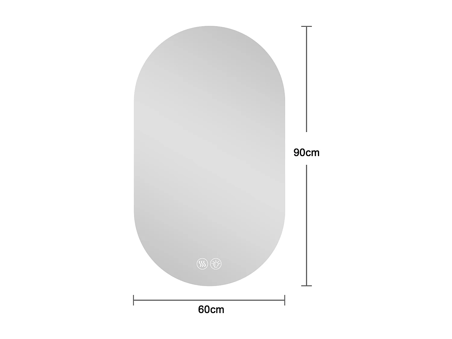 Miroir salle de bain LED tactile anti-buée 60x90 cm - Verre argenté