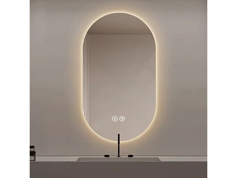 Miroir salle de bain LED tactile anti-buée 60x90 cm - Verre argenté