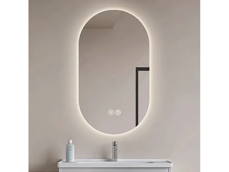 Miroir salle de bain LED tactile anti-buée 60x90 cm - Verre argenté