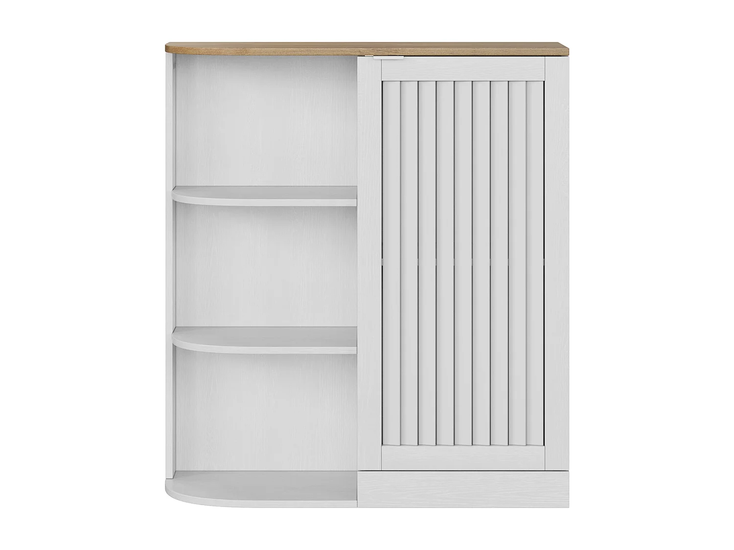 Meuble salle de bain avec portes grillagées et étagères réglables - Blanc