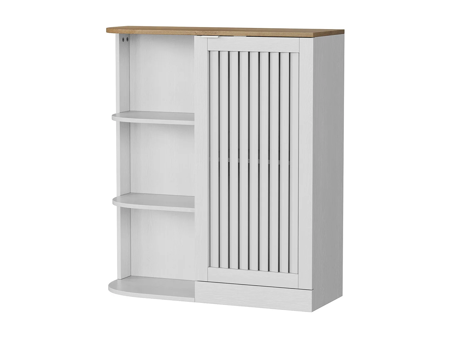 Meuble salle de bain avec portes grillagées et étagères réglables - Blanc