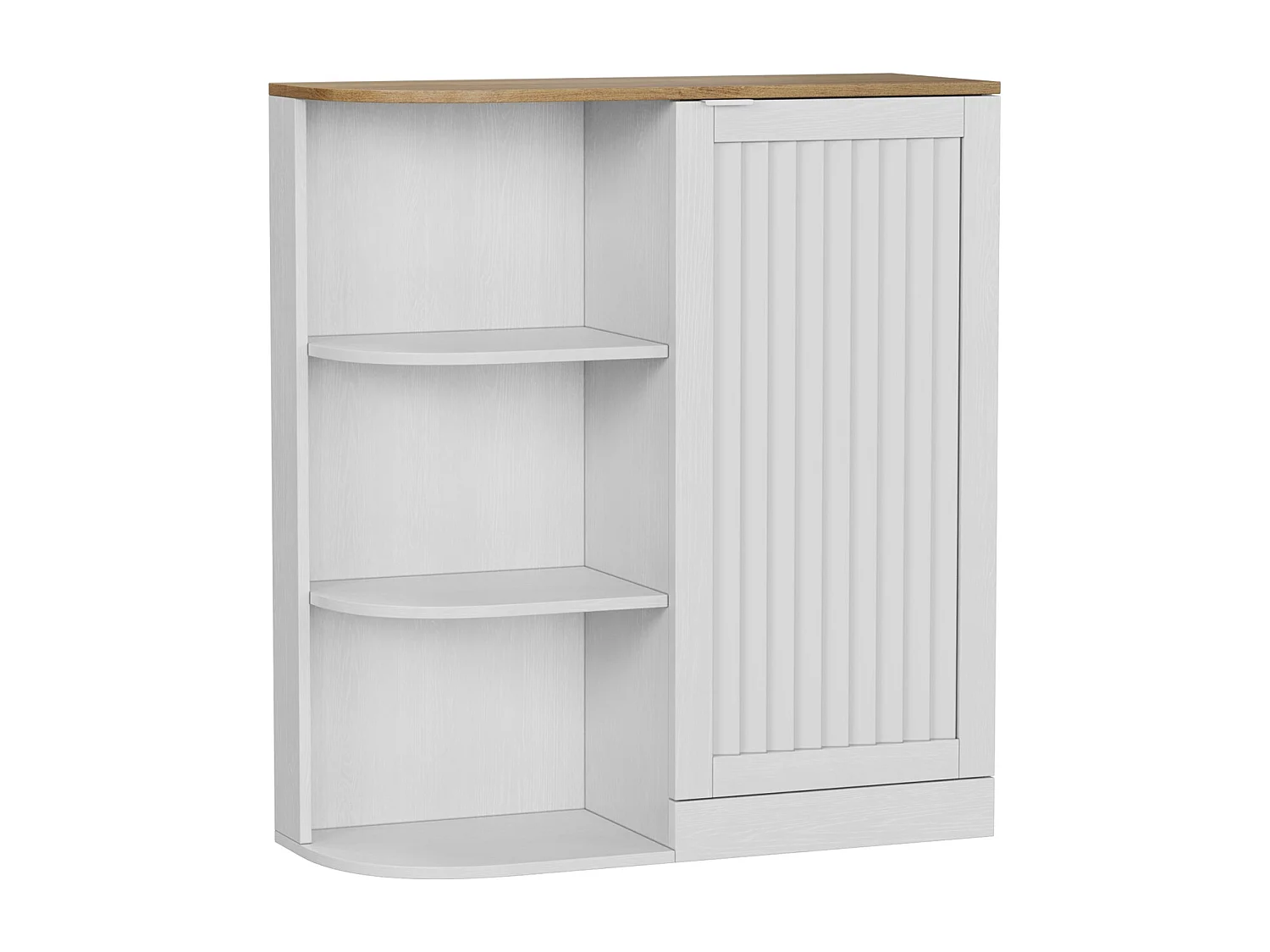 Meuble salle de bain avec portes grillagées et étagères réglables - Blanc