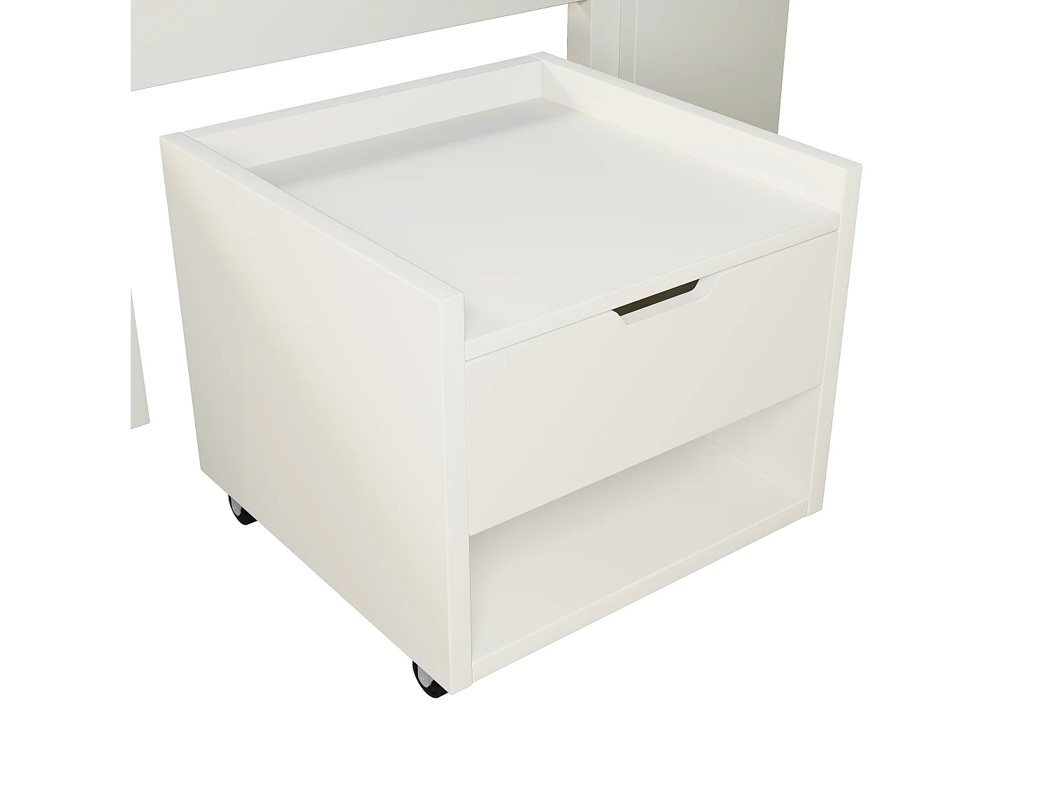 Lit adulte140x190 cm avec LED, ports USB/Type-C, tiroirs et chevets mobile - Blanc