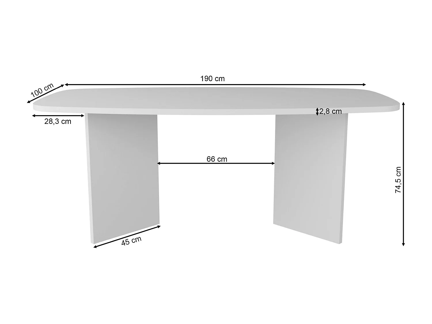 Esstisch 190 x 100 cm – Esche-Schwarzgrau-Optik – PIANO