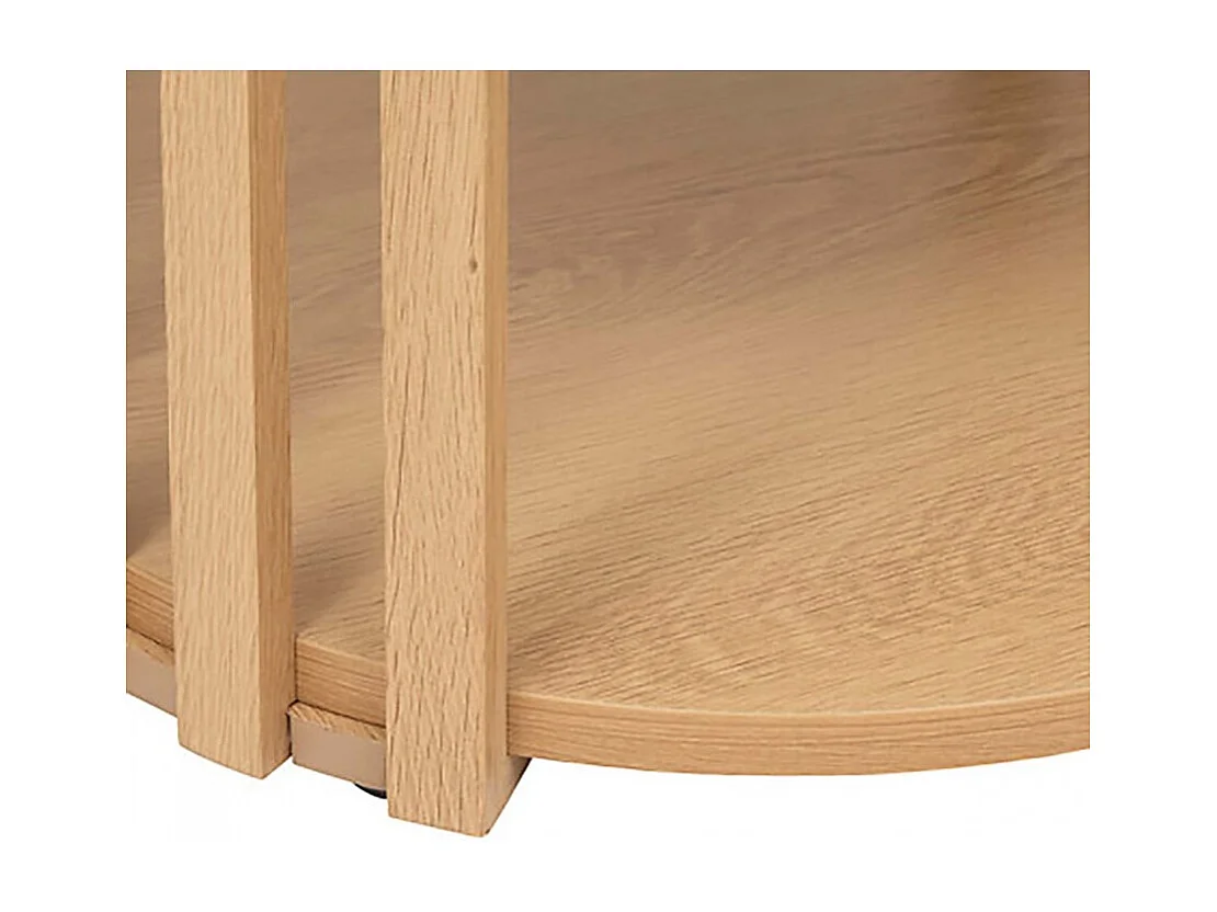 Table D'appoint ronde avec étagère, coloris beige - Longueur 40 x Profondeur 40 x Hauteur 48 cm.