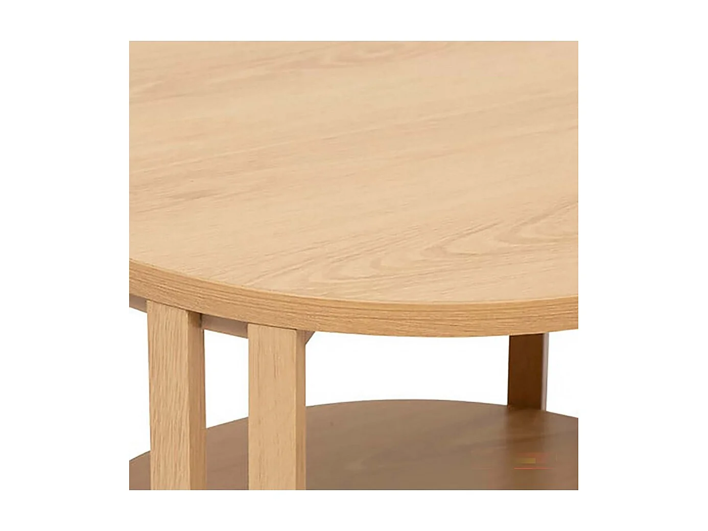 Table D'appoint ronde avec étagère, coloris beige - Longueur 40 x Profondeur 40 x Hauteur 48 cm.