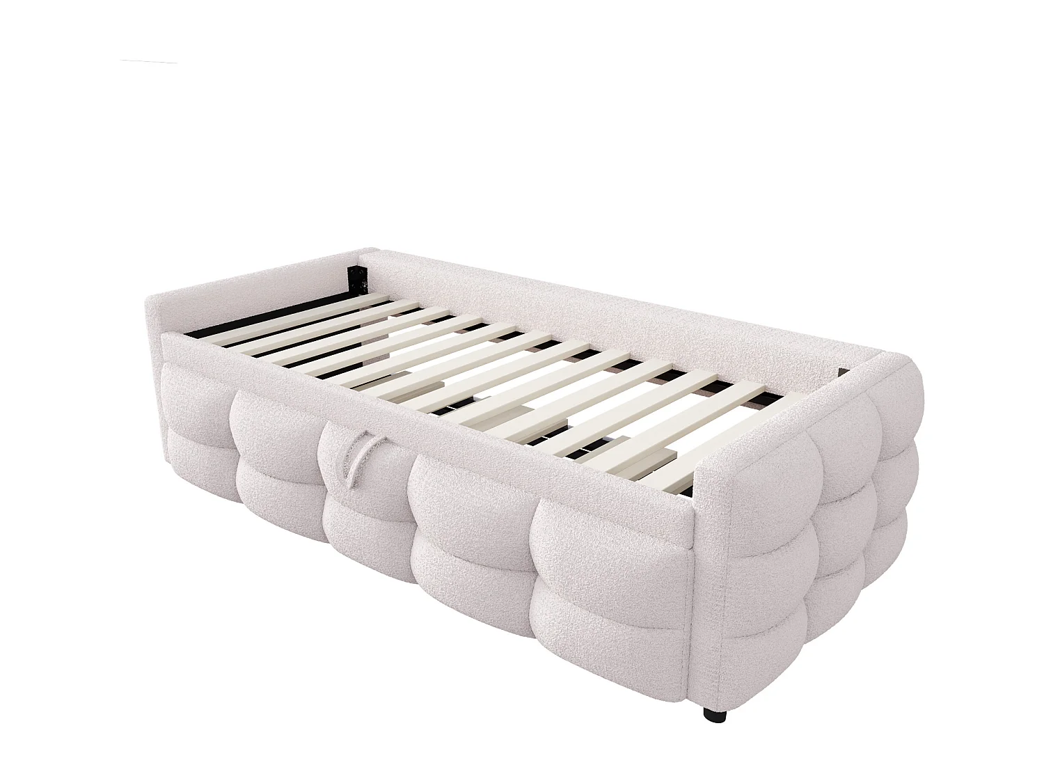 Lit enfant gigogne 90/180x190 cm extensible en tissu Teddy beige