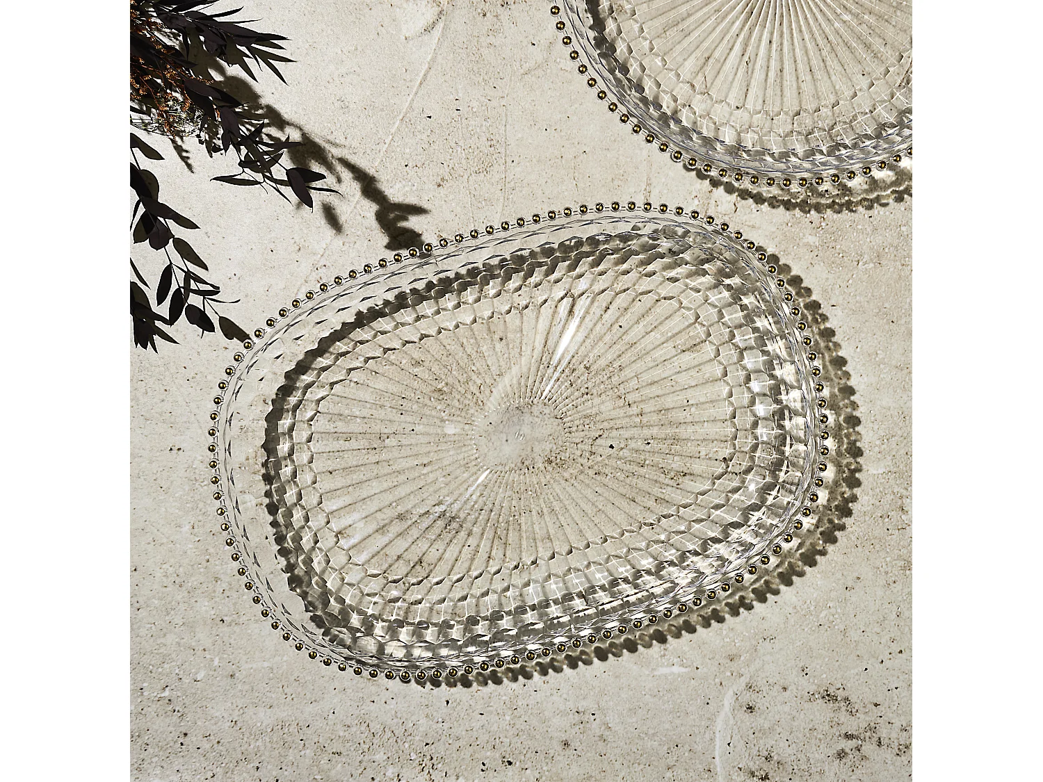 Plateau Plastique 48cm Sabah Transparent, Or