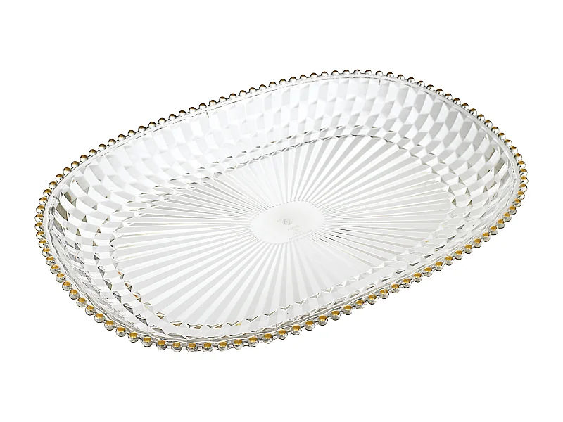 Plateau Plastique 48cm Sabah Transparent, Or