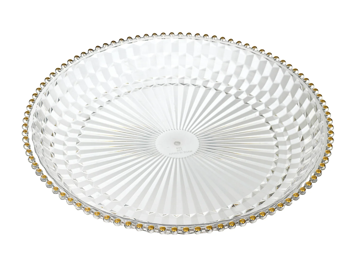 Plateau Rond Plastique D38.5cm Sabah Transparent, Or